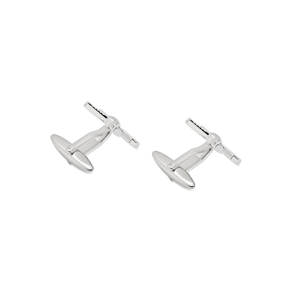 Shaze Slap Shot Silver Cufflinks