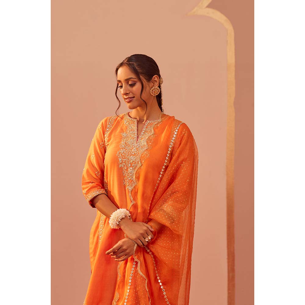 Sheetal Batra Orange Kurta With Salwar And Dupatta (Set of 3)