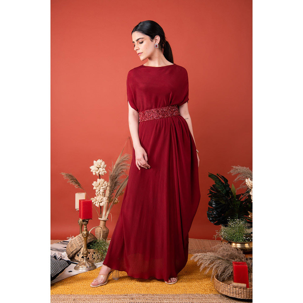 SHRISTI CHETANI Full Length Drape with Full Embellished Belt (Set of 2)