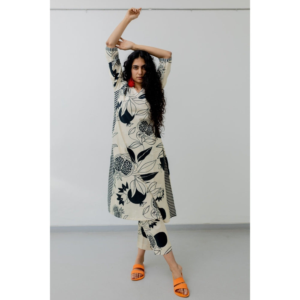 Silai Studio Cream Pomegranate Print Kurta
