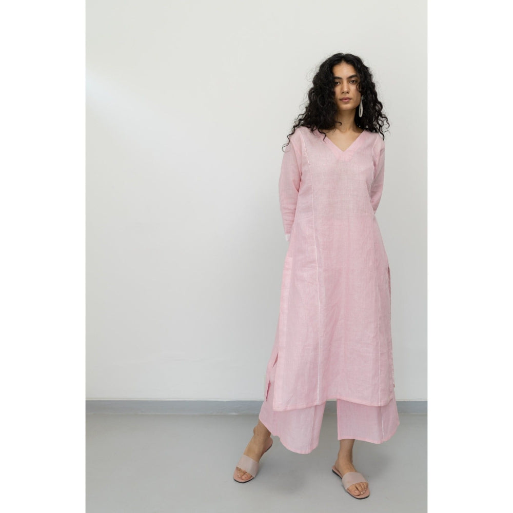 Silai Studio Bubblegum Pink Linen Kurta