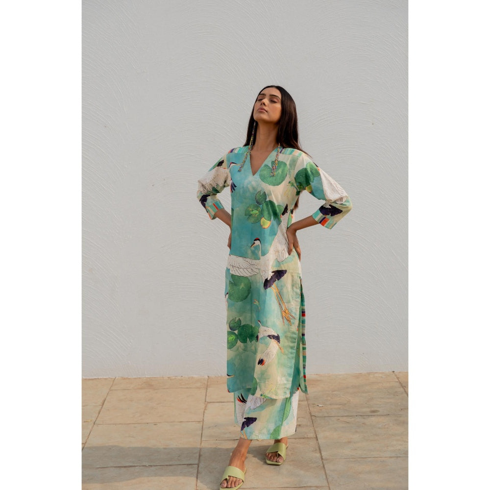 Silai Studio Birds Eye View Kurta with Palazzo (Set of 2)
