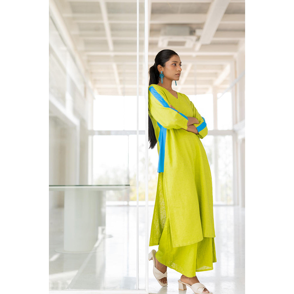 Silai Studio Avocado Azure Box Slit Kurta and Palazzo (Set of 2)