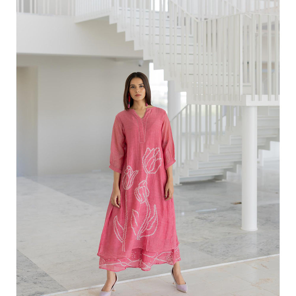 Silai Studio Misty Tulips Bandhani Kurta and Palazzo (Set of 2)