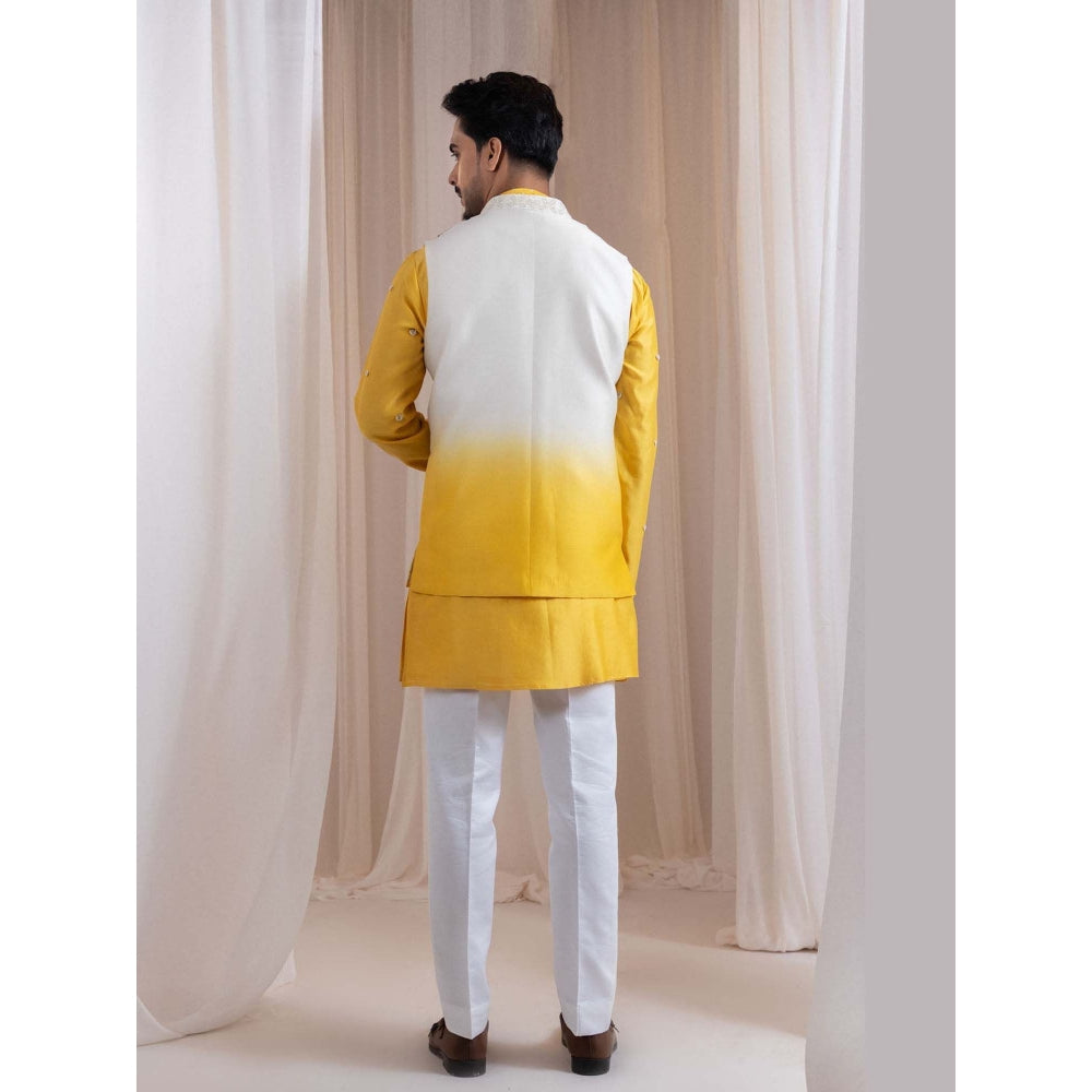SMRITI Yellow Sunstrike Nehru Jacket With Kurta And Pant