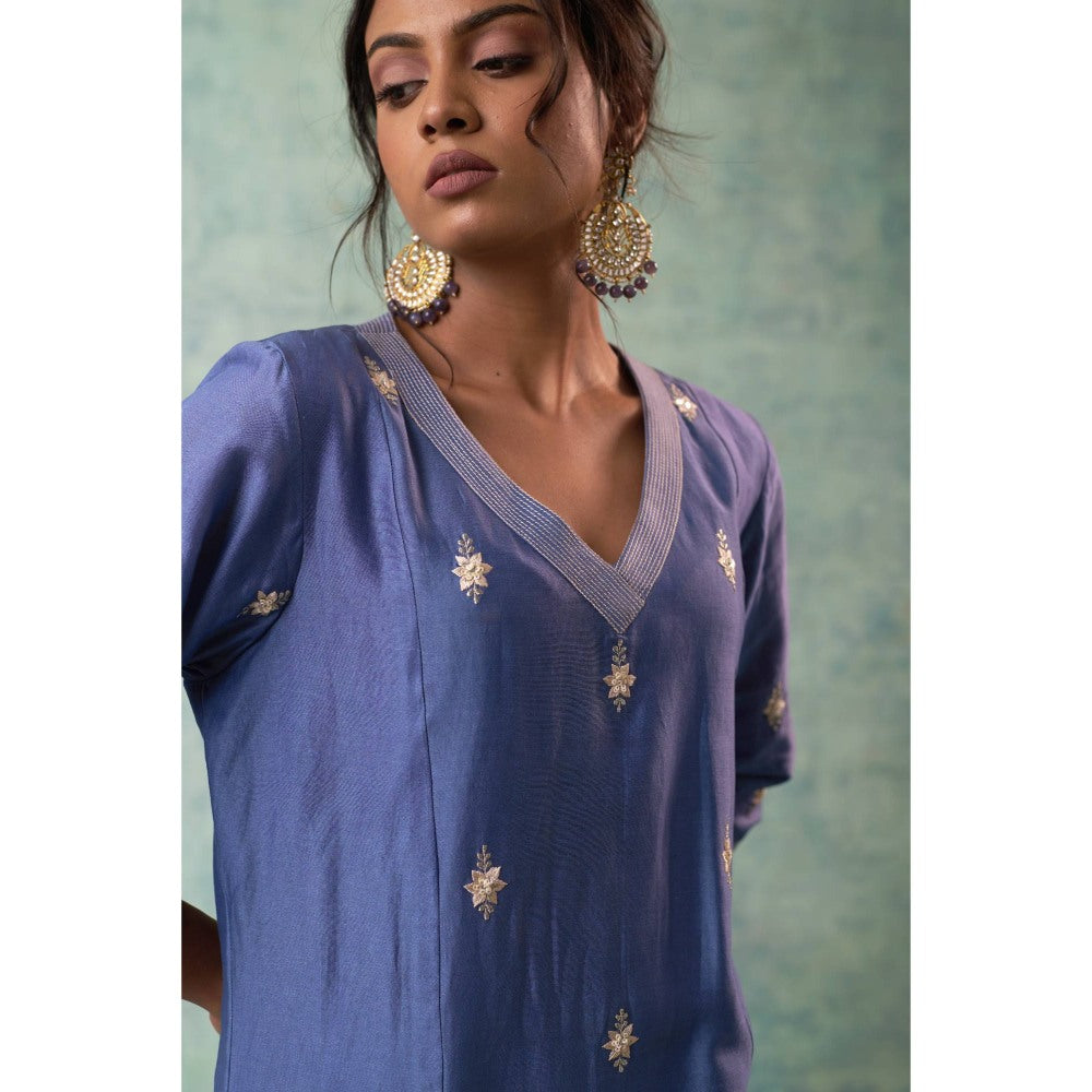 Sonia Khatri Dusky Blue Allure Kurta with Palazzo and Dupatta (Set of 3)