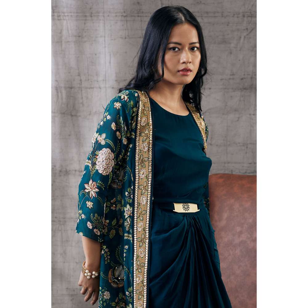 Soup by Sougat Paul Mehra Drape Dress Printed Jacket (Set of 2)