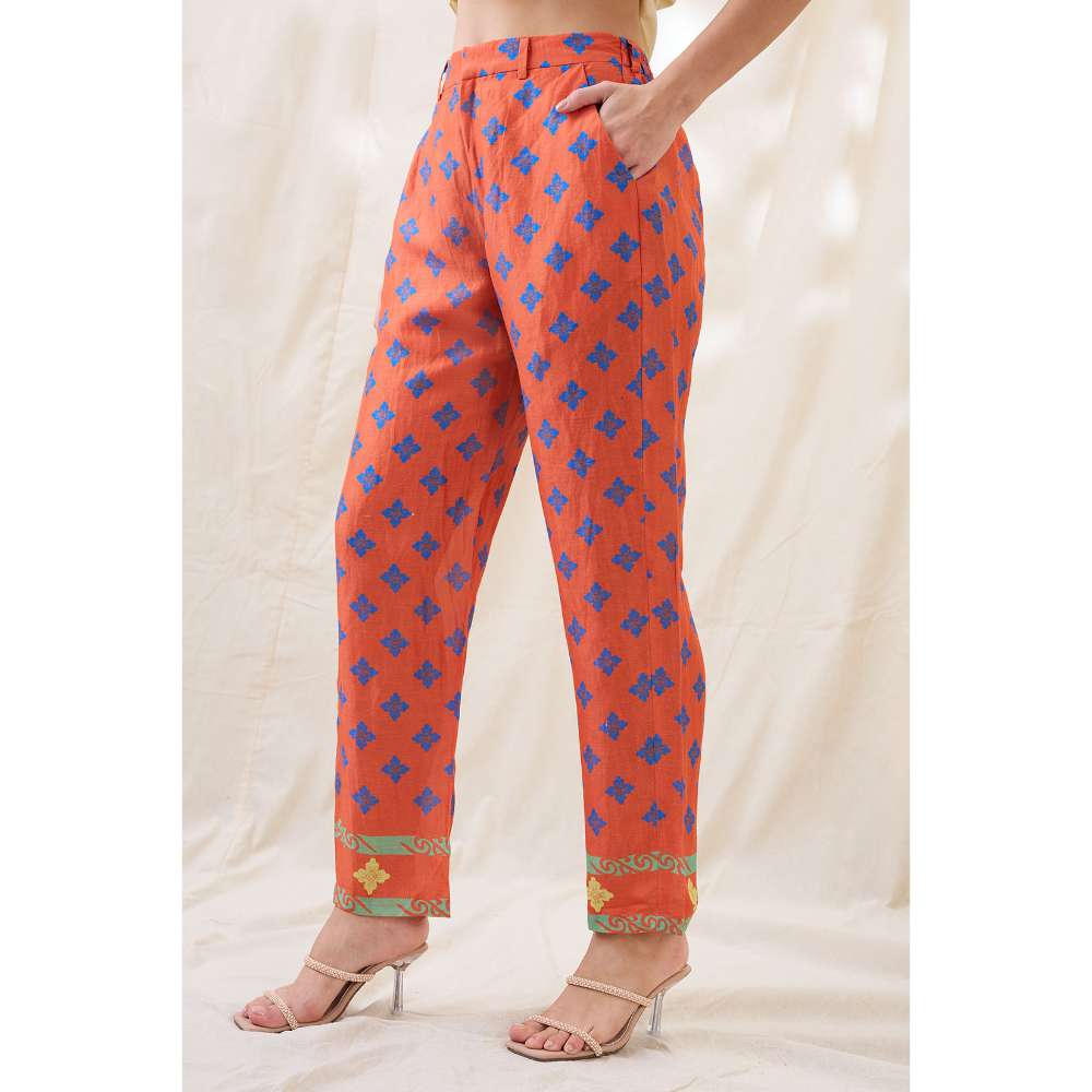 Soup by Sougat Paul Orange Kitchra Printed Co-Ord (Set of 2)