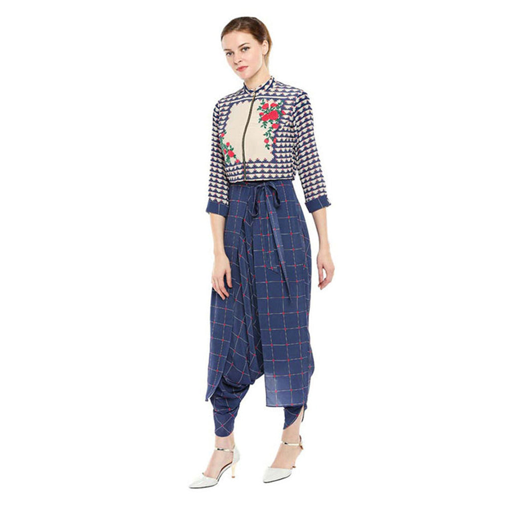 Soup by Sougat Paul Bullion Checks Printed Jumpsuit with Jacket