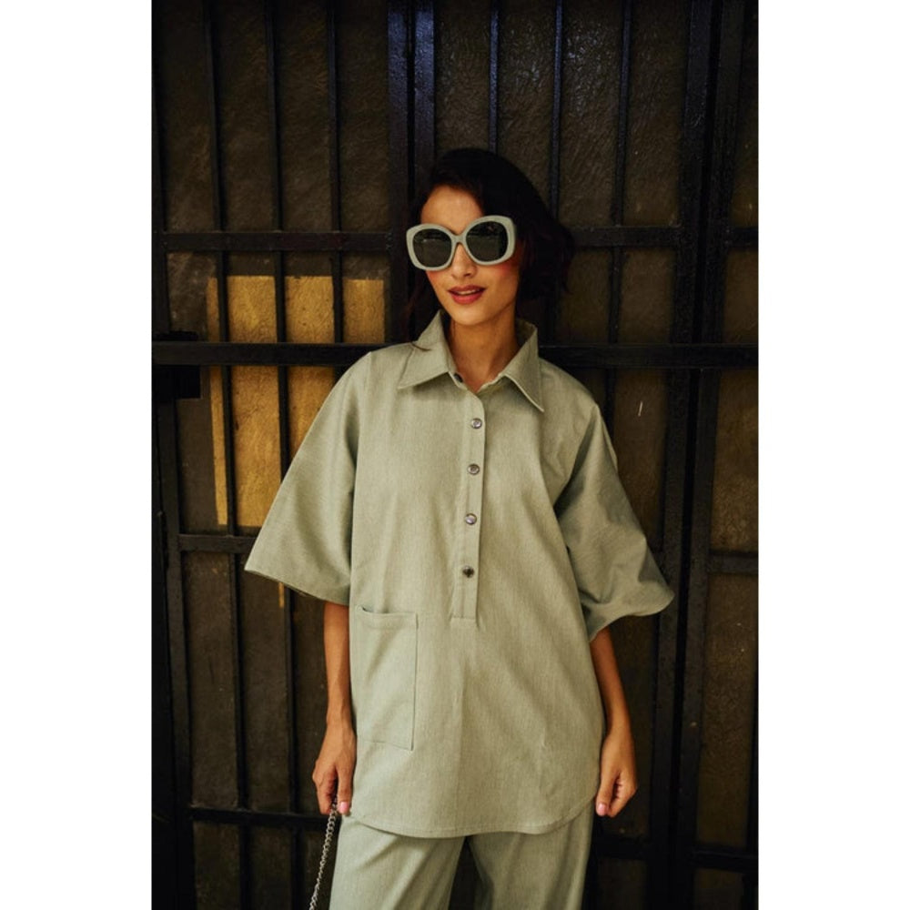 SPACE Olive Green Dolla Shirt and Pant Set