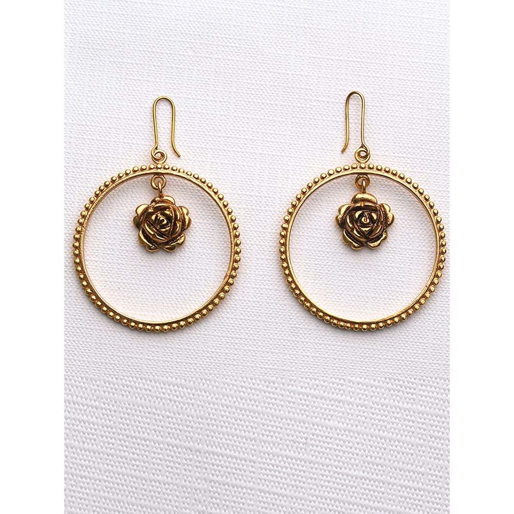 Suhani Pittie Gold Plated Round And 3D Rose Earring