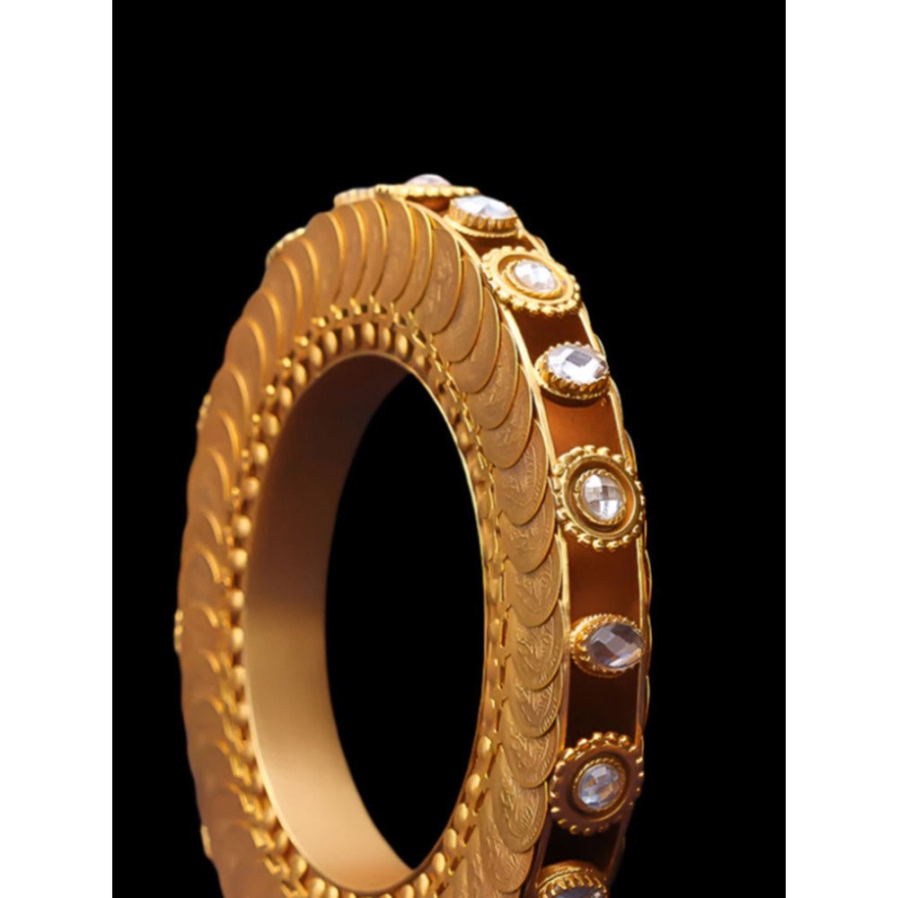 Suhani Pittie Gold coin bangle hand cuff with floating crystals
