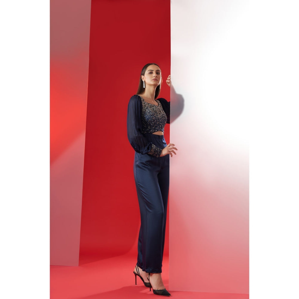 Suruchi Parakh Navy Blue Embellished Jumpsuit