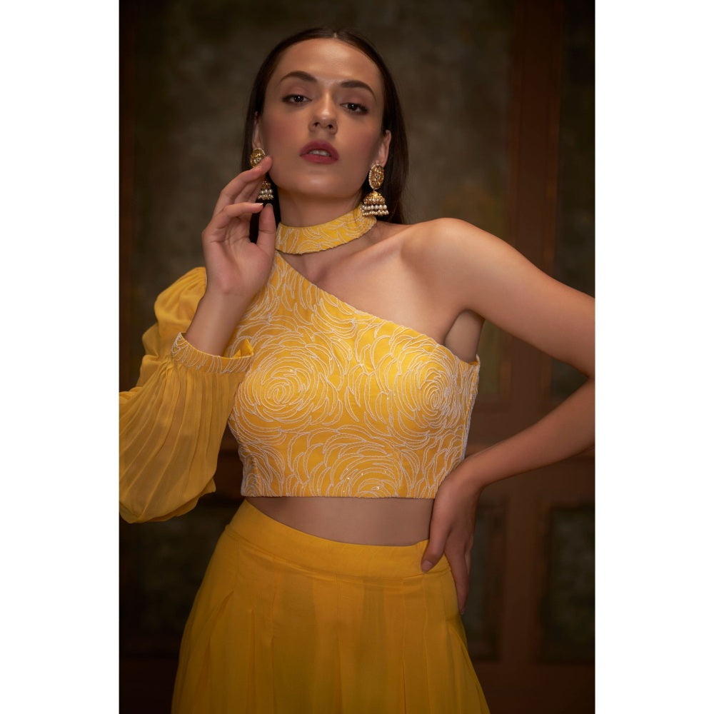Suruchi Parakh Womens Yellow Embellished Co-ord (Set of 2)