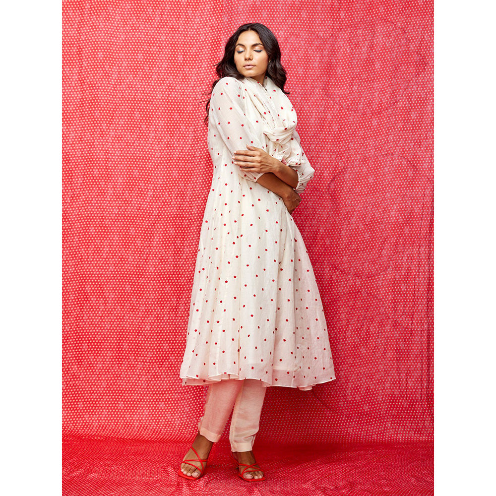 Swati Vijaivargie Rose White With Red Buti Stole