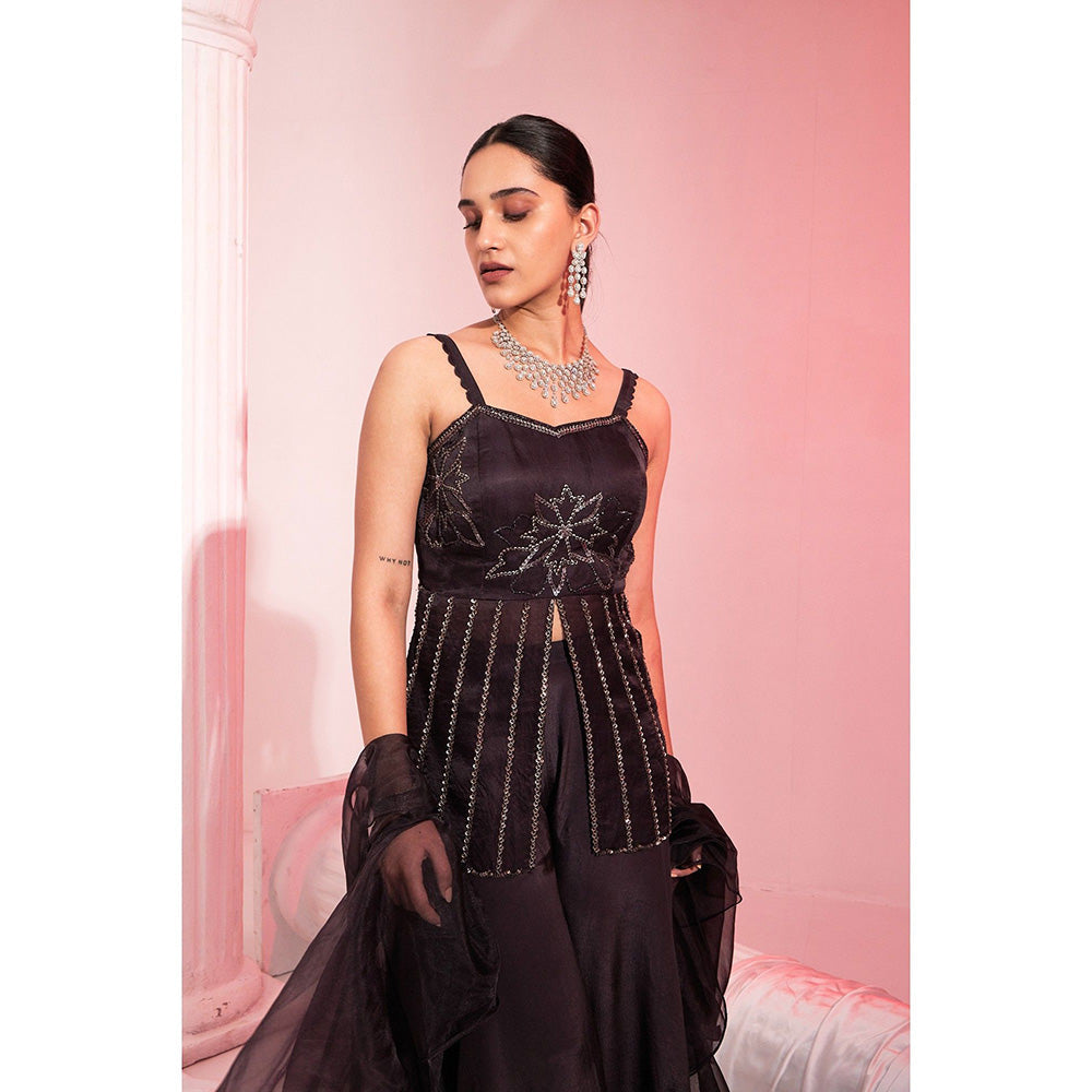 Swati Wadhwani Ruhi Embellished Kurti and Palazzo with Ruffle Dupatta (Set of 3)