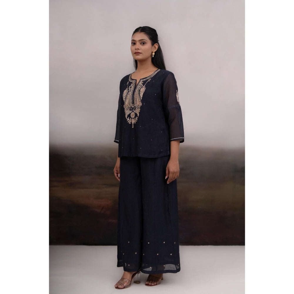 Tatwa Designs Black Meena Kurti with Palazzo (Set of 2)