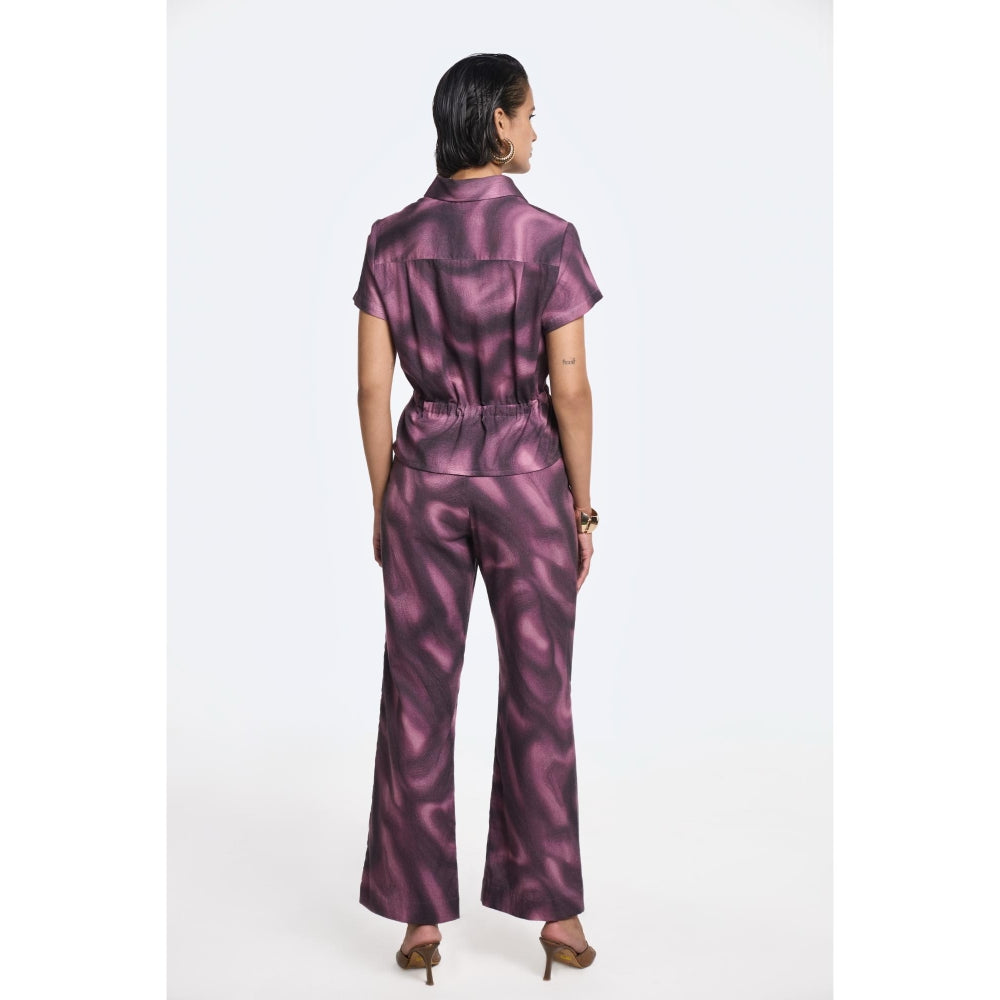 TERRA LUNA Danica Purple No Pocket Collar Neck Shirt