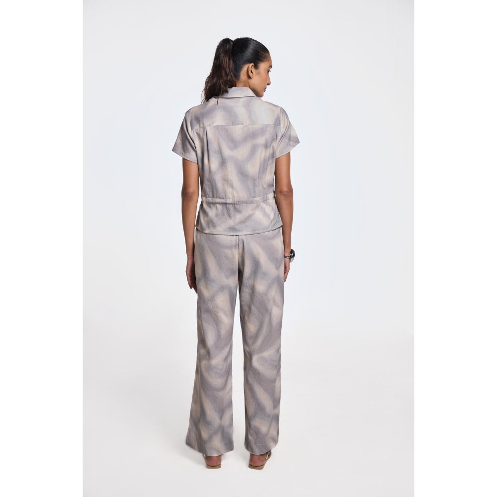 TERRA LUNA Danica Grey No Pocket Collar Neck Shirt