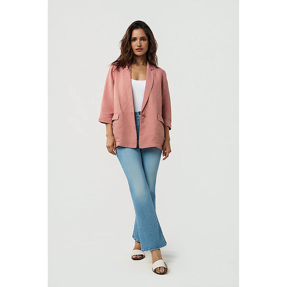 TERRA LUNA Sasha Linen Pink Blazer