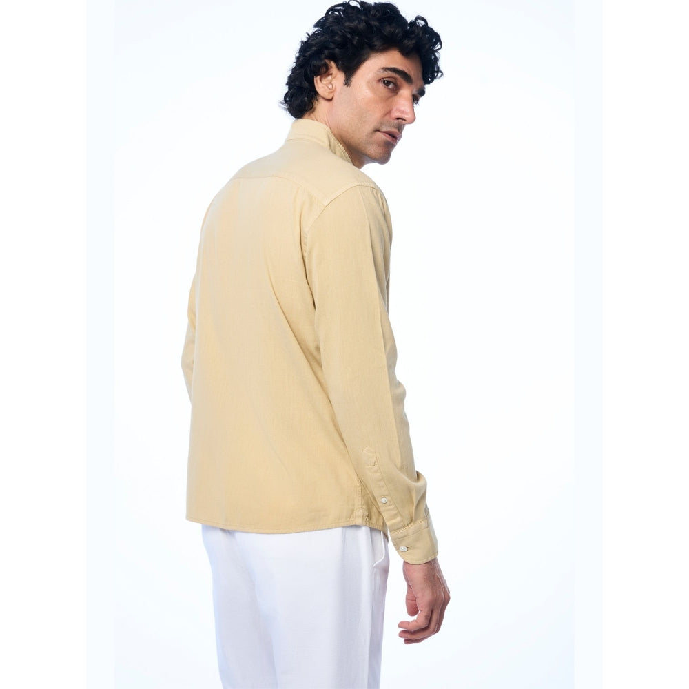TERRA LUNA Beige Mason Ls Khadi Casual Shirt