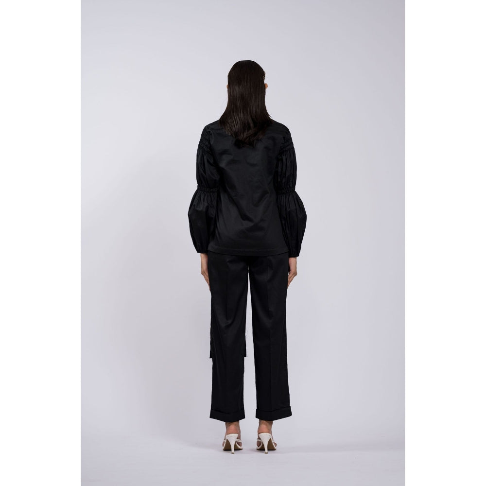 The Dramebaaz Company Black Reza Embroidered Co-Ord (Set of 2)