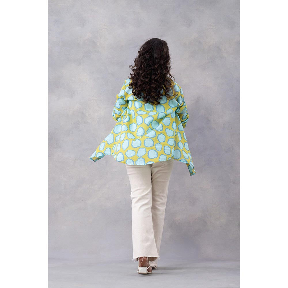Thee Modern Roots Mango Polka Print Cotton Mul Shirt - Multi-Color