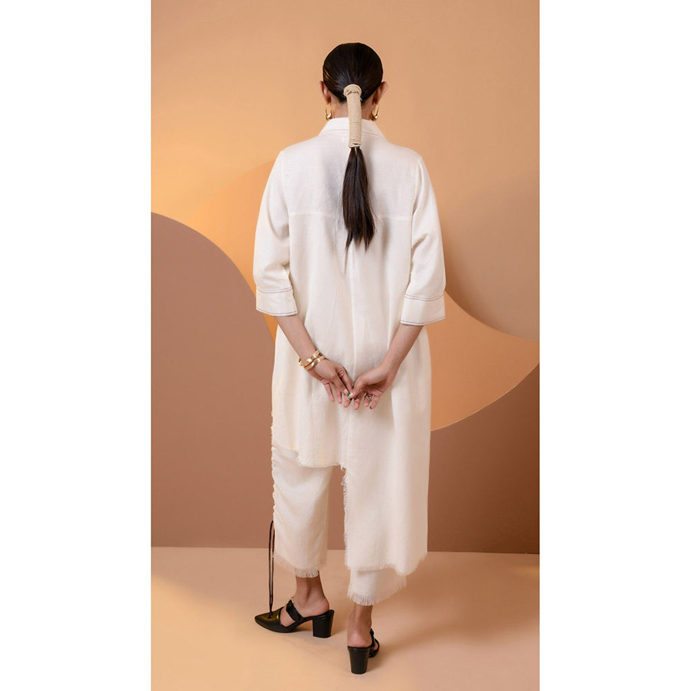 The House of Hemp Women Off White Latest Stylish Kurta and Pant (Set of 2)