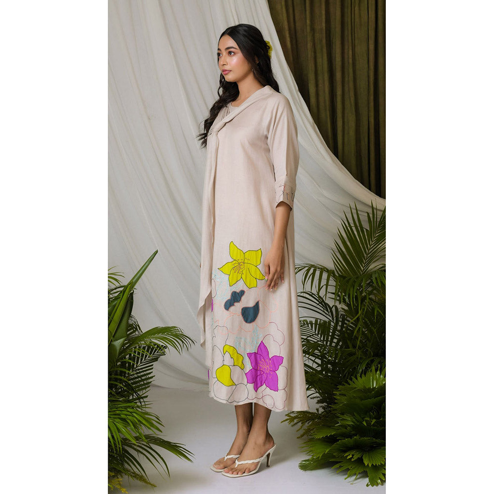 The House of Hemp Women Latest Midi Length Three Fourth Sleeves Dress