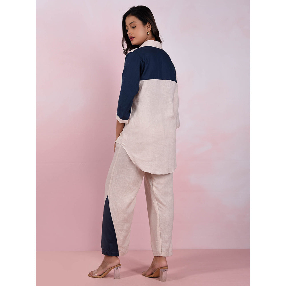 The House of Hemp Women Latest Stylish Neck Hemp And Lyocell Beige Co-Ord (Set of 2)