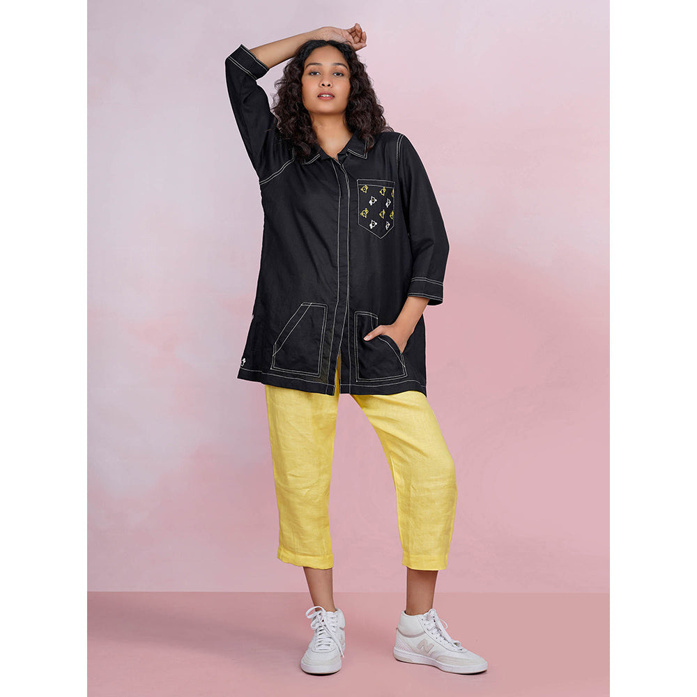 The House of Hemp Sunset Cactus Black Shirt with Pant (Set of 2)