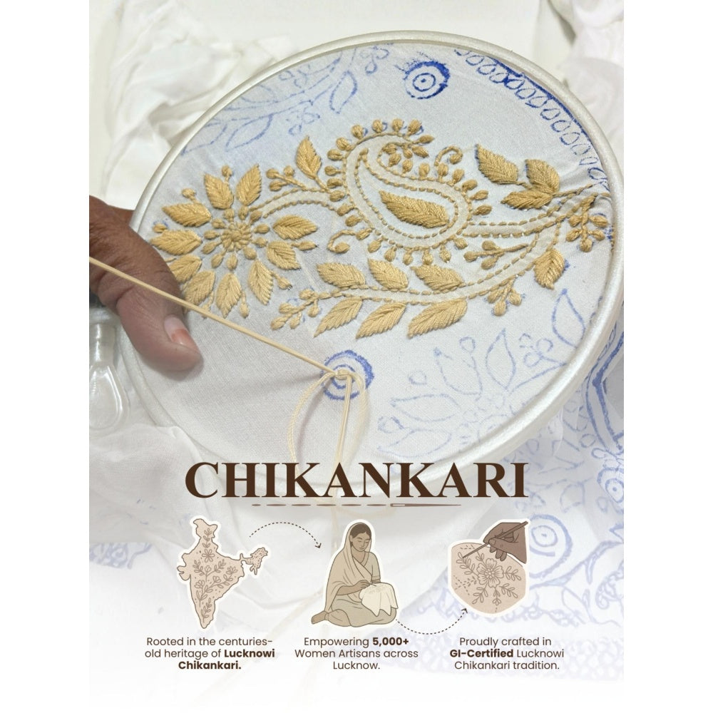 The Chikan Label Purple Ashvi Modal Chikankari Sleeveless Kurta with Pant and Dupatta