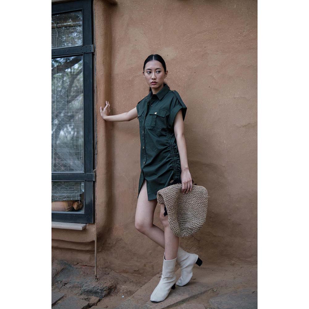 The Terra tribe Olive Sunrise Gather Dress