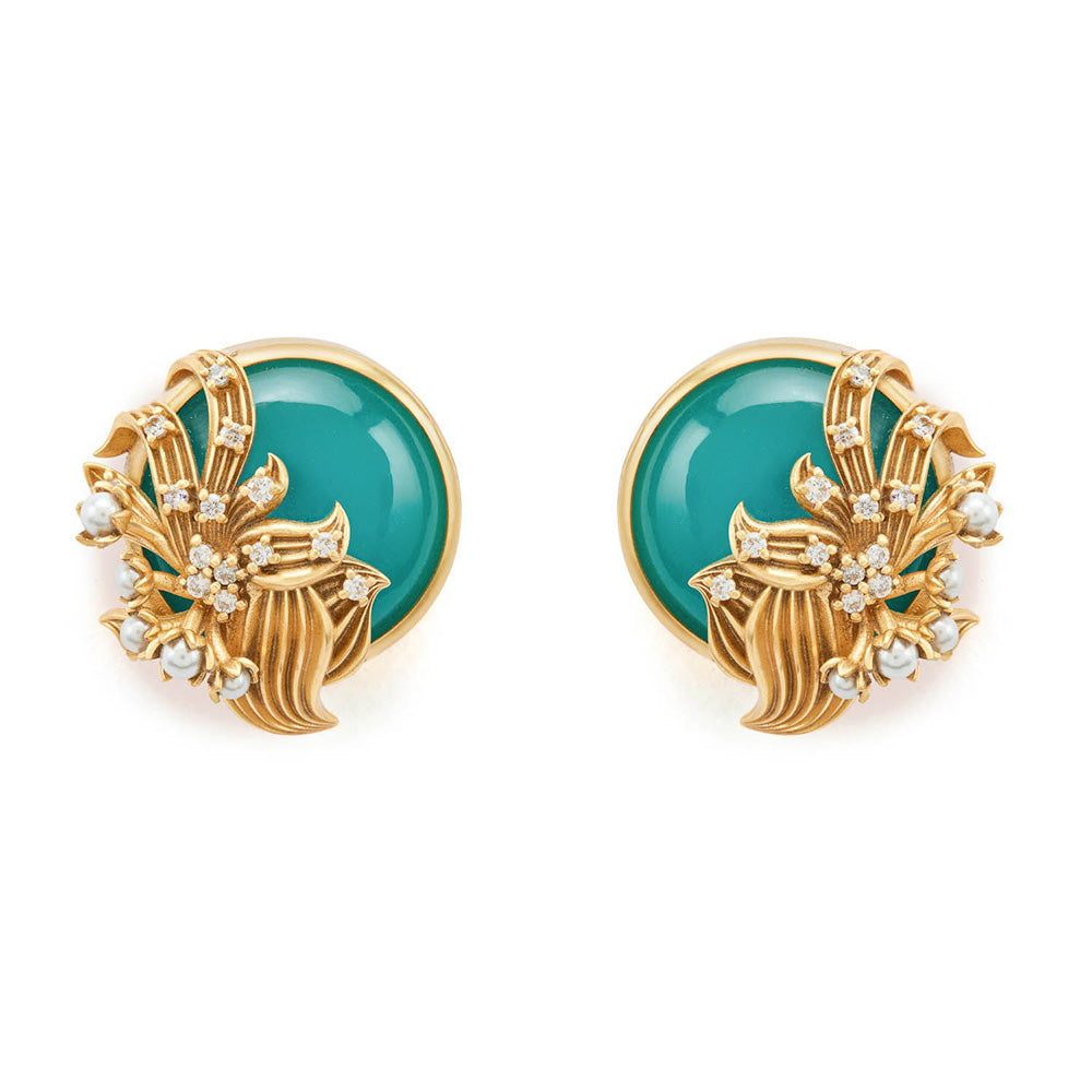 Aulerth Turquoise Odeta Statement Studs by Ekaya banaras