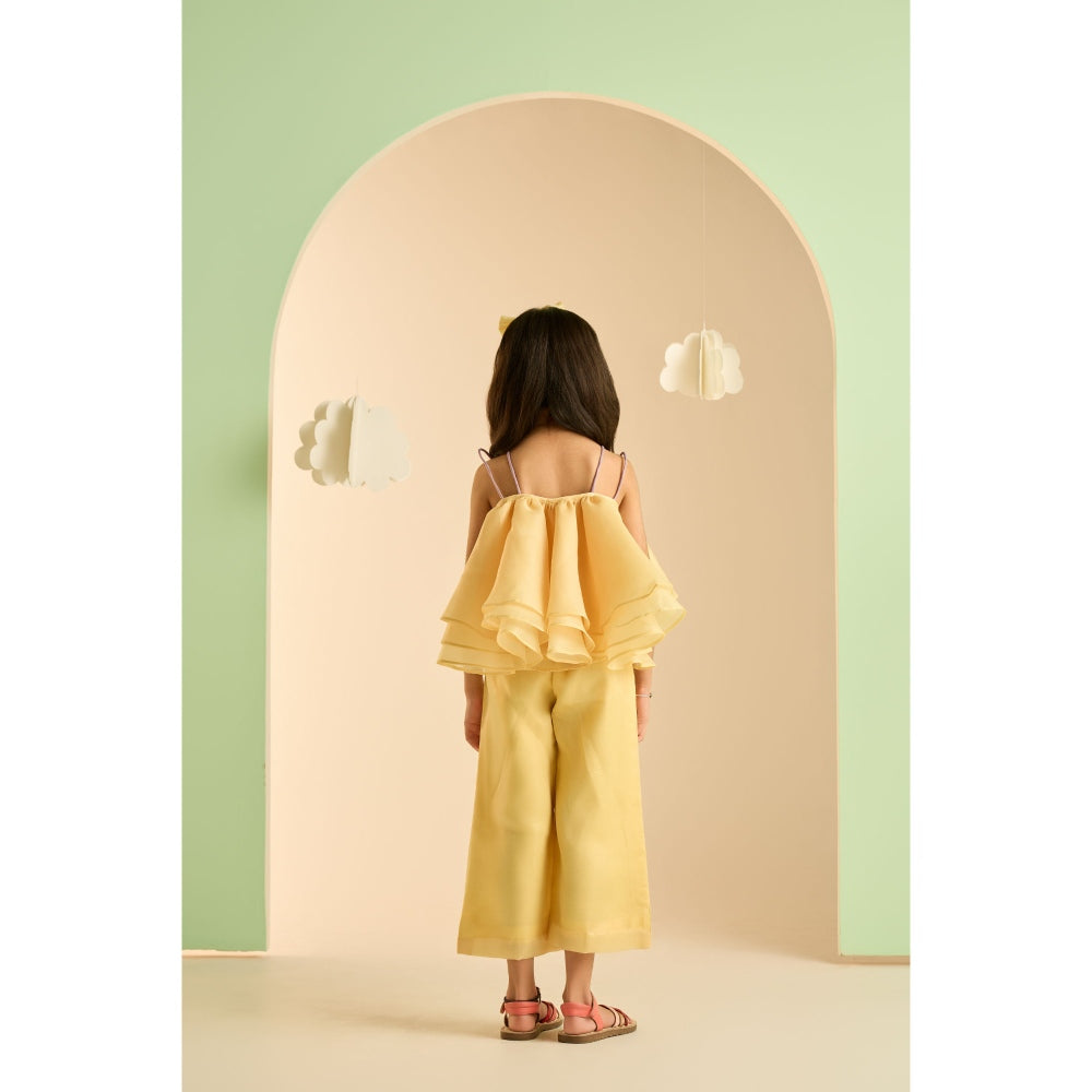 Tilsim by Sagarika Mehrotra Girls Buttercup Co-Ord Yellow (Set of 2)