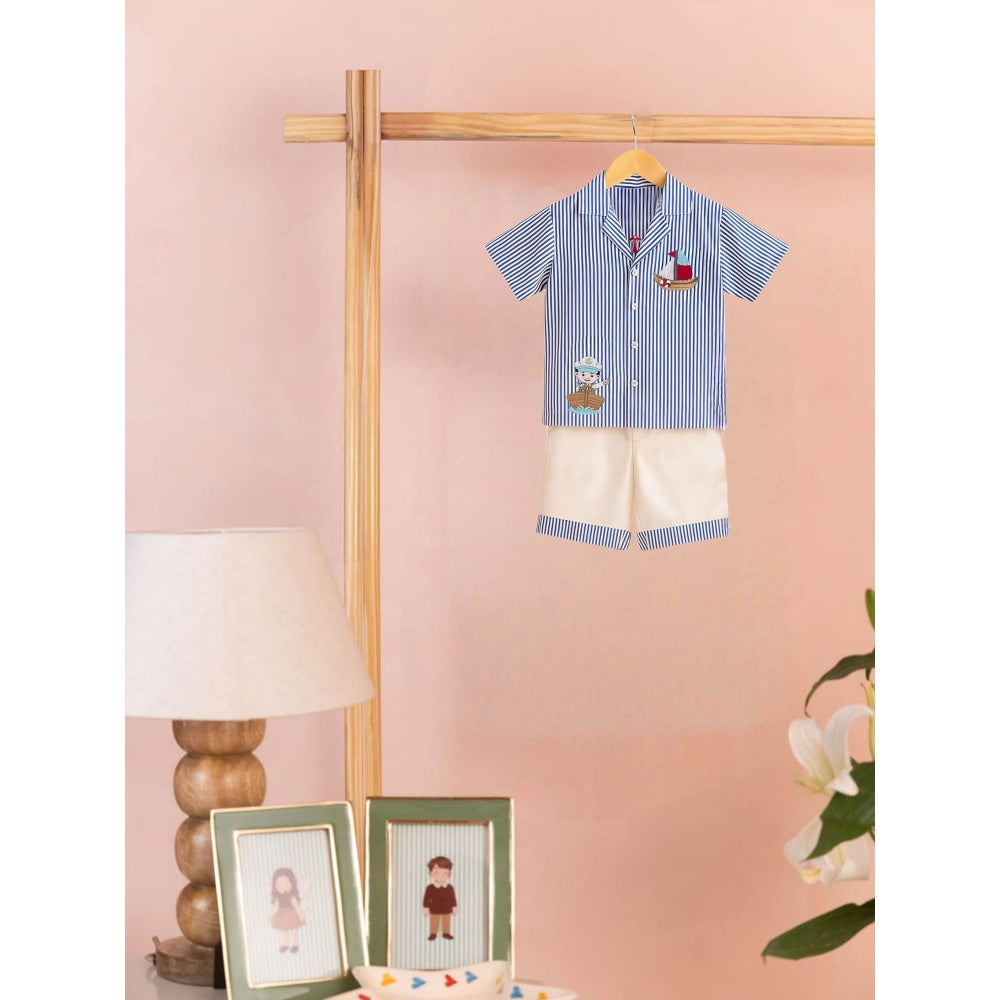 Tilsim by Sagarika Mehrotra Boy Blue Sailor's Co-Ord Set