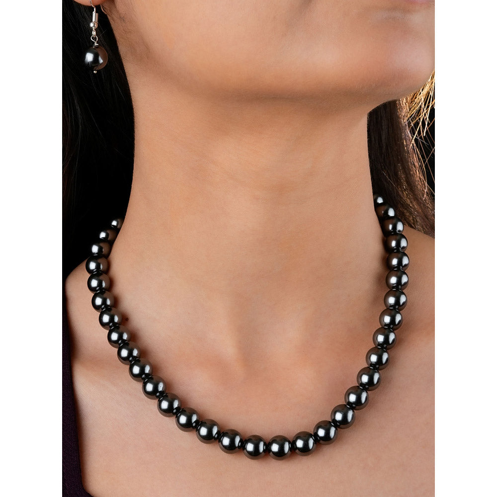 TOTAPARI Midnight Black Pearls Necklace with Earrings