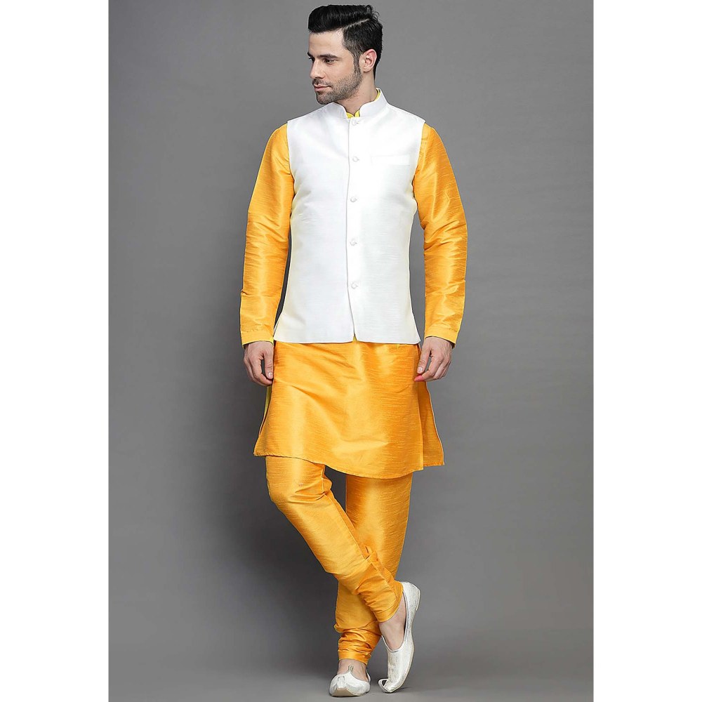 UTSAV FASHION Yellow Solid Kurta with Jacket and Pant