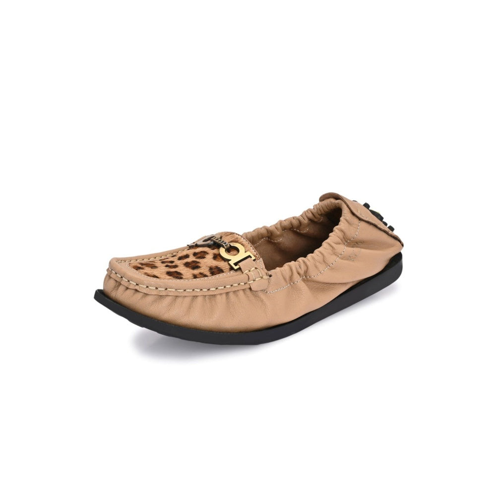 Valentino Women Beige Leather Loafers