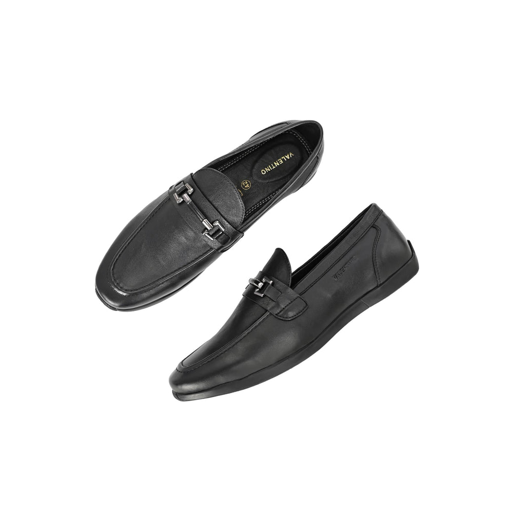 Valentino Mens Leather Casual Loafers - Black