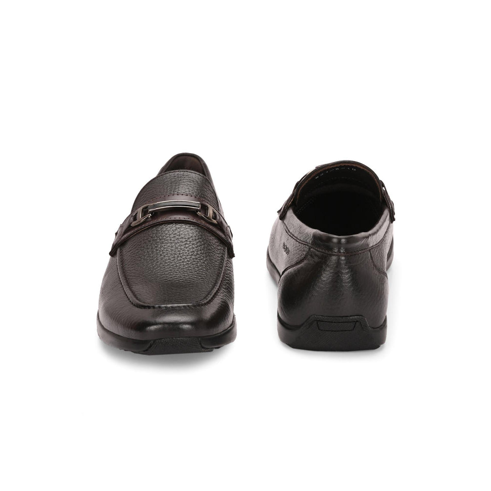 Valentino Men Premium Leather Brown Slip-On Formal Loafer Shoes