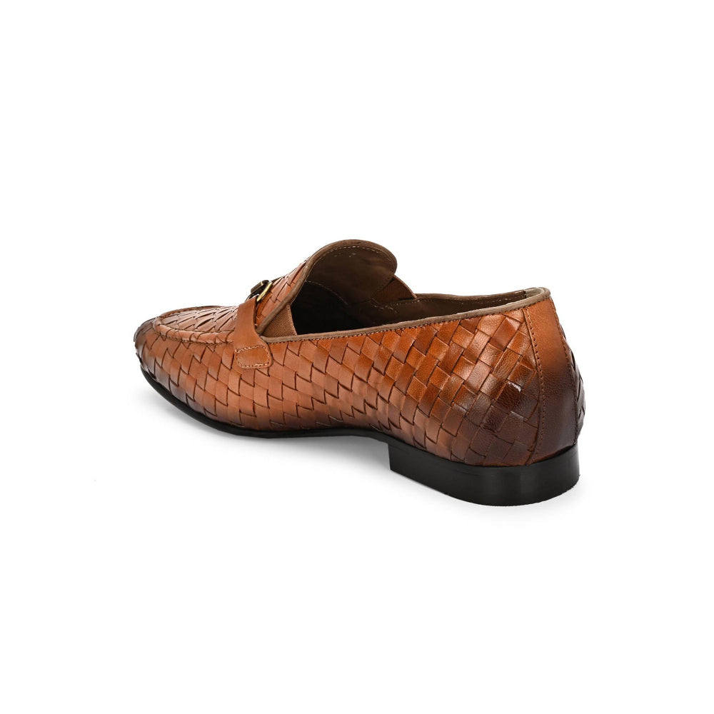Valentino Genuine Leather Woven Slip-On Loafers for Men with Nulite Sole