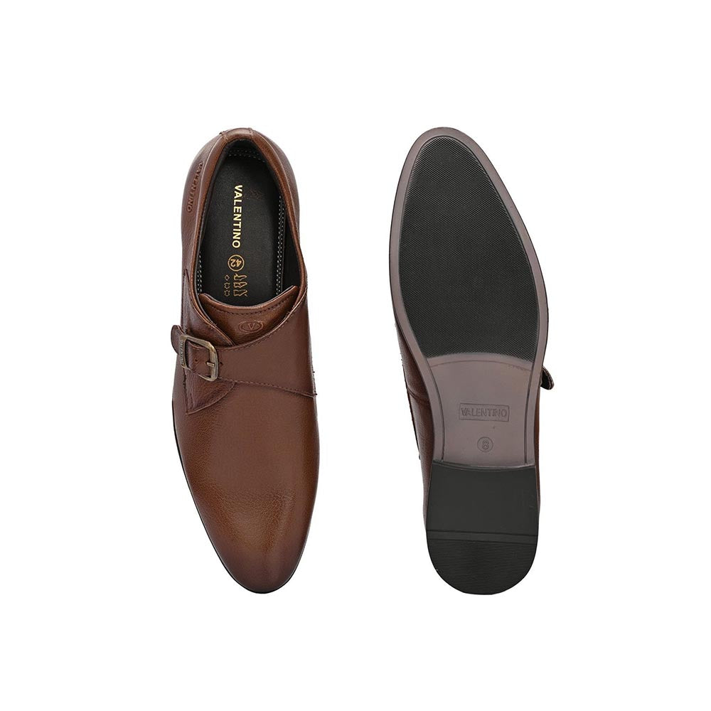 Valentino Men Premium Leather Single Strap Slip-On Formal Monk Shoes