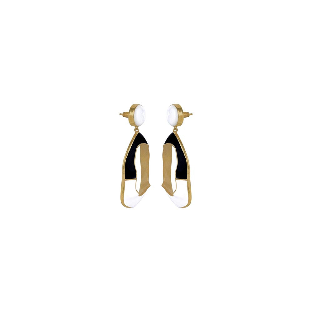 VARNIKA ARORA Saline White and Black Dangler Earrings