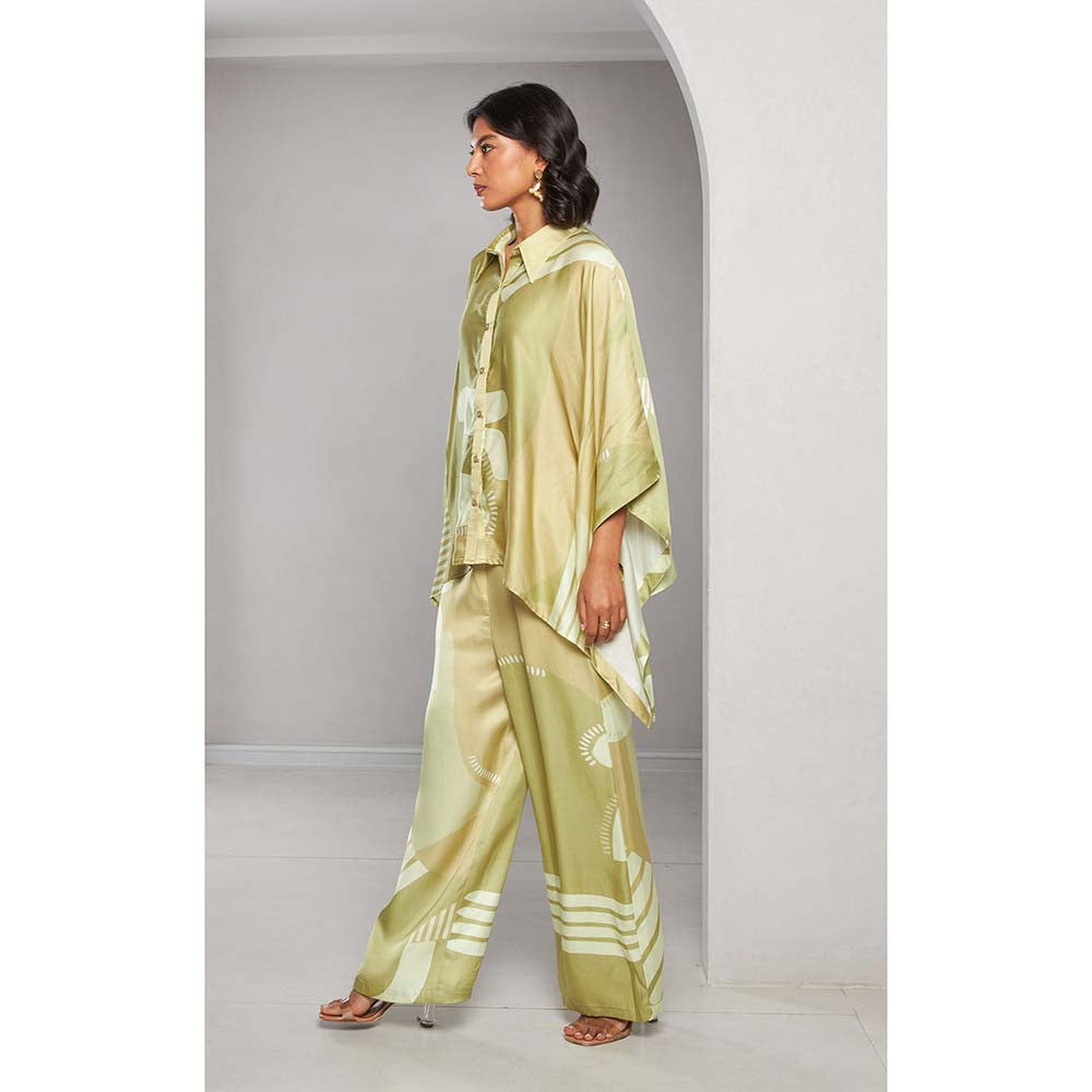 Vedika M Green Printed Satin Co-Ord (Set of 2)