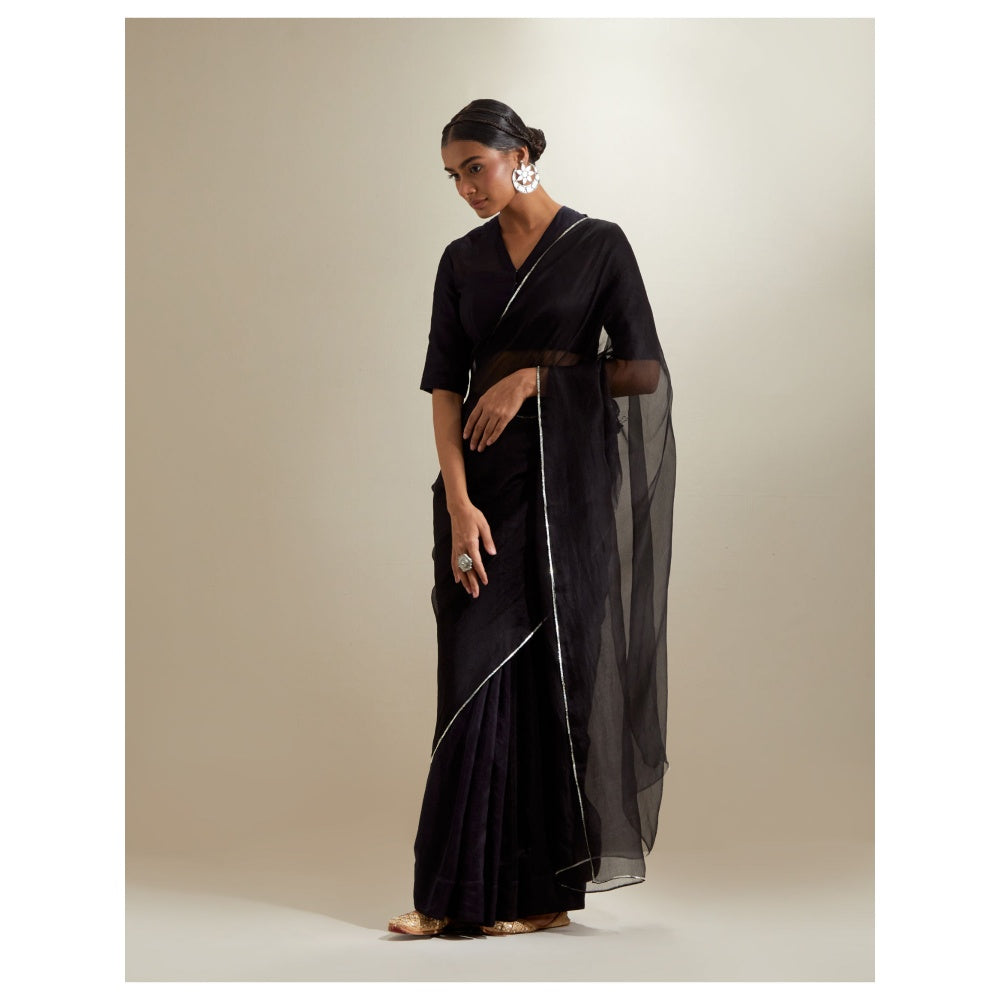 Vinusto Embroidered Chanderi and Katan Ready to Wear Saree with Stitched Blouse
