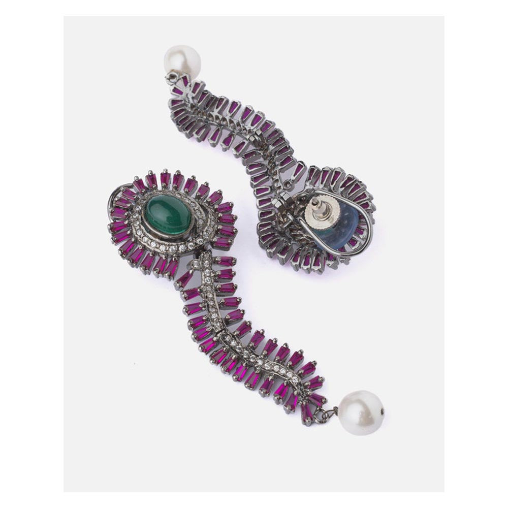 VIVINIA By Vidhi Mehra Silver Plated Pink Womens Drop Earrings