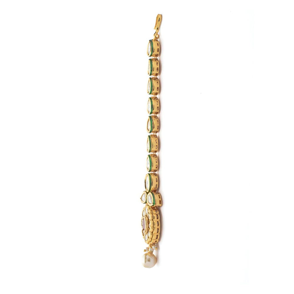 VIVINIA By Vidhi Mehra Gold Plated Red Womens Kundan Polki Maangtikka