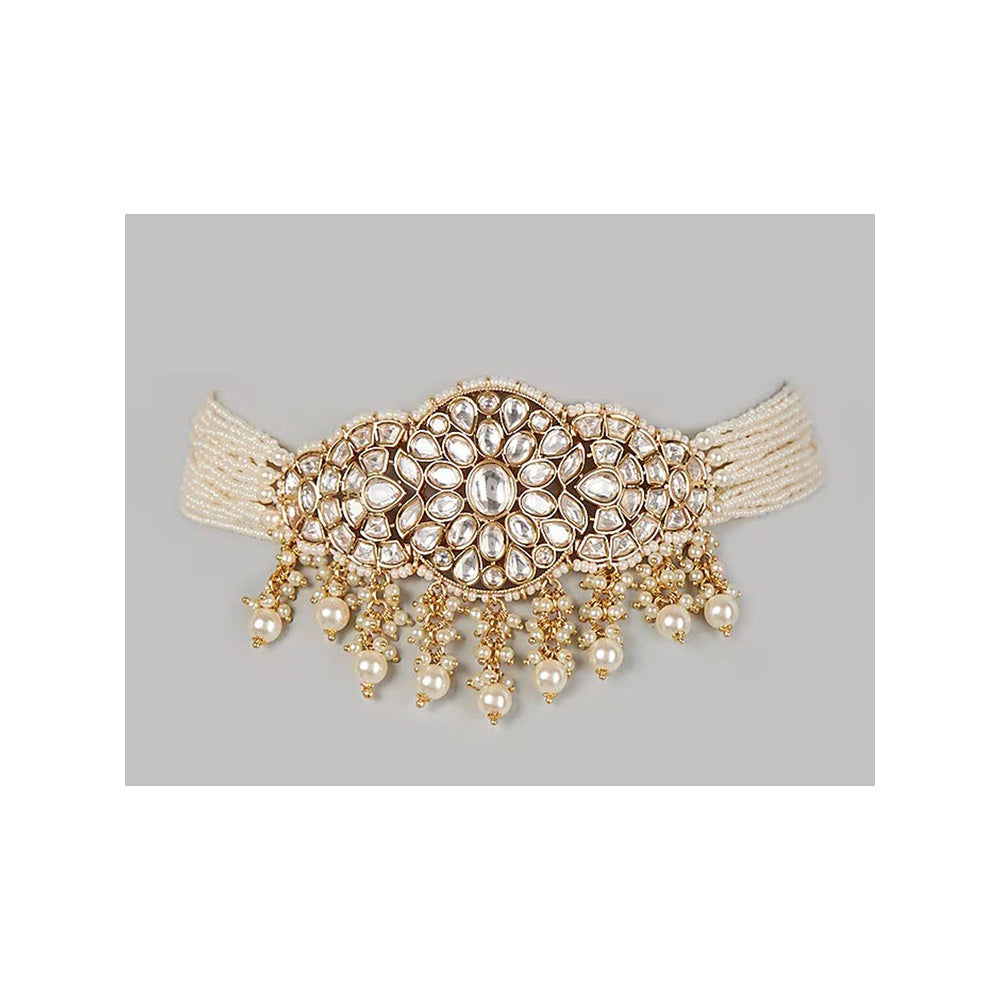 VIVINIA By Vidhi Mehra Gold Plated White Womens Kundan Choker Necklace