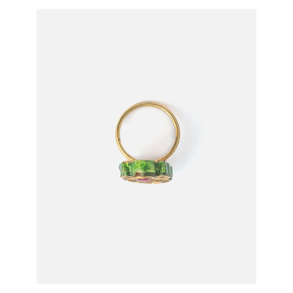 VIVINIA By Vidhi Mehra Saadgi Gold Plated Multicolored Womens Kundan Polki Ring